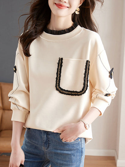 Olivia Casual Auricular Embroidered Sweatshirt