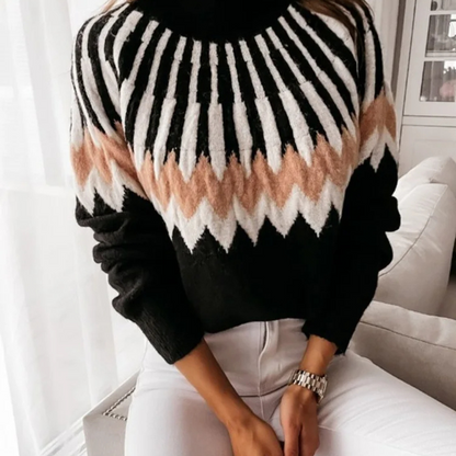 Elegante jersey de punto para mujer con estampado geométrico | Ideal para otoño/invierno