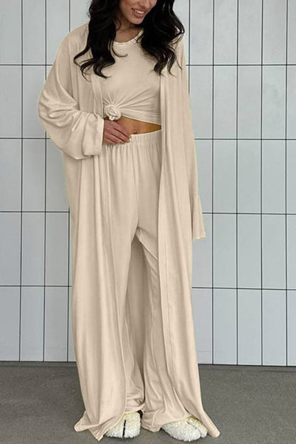 Solid Color Comfy Three-piece Outfit