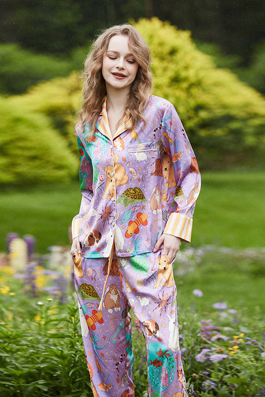Conjunto de pijama largo de cobaya y pez
