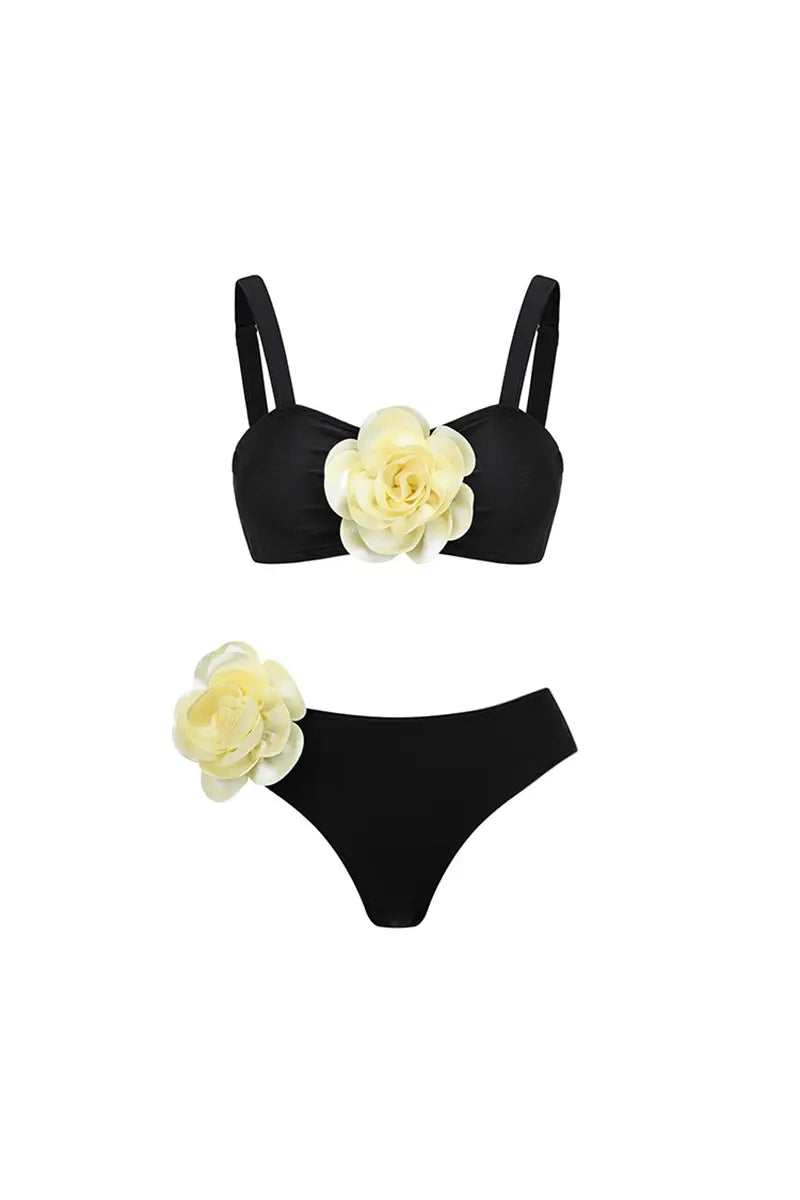 Conjunto de bikini sexy con estampado floral 3D y cuello halter