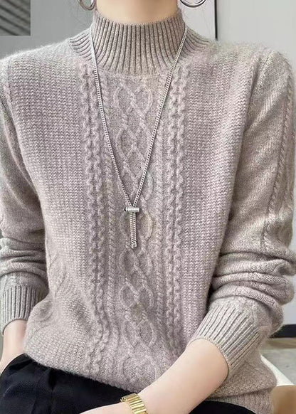 Suéter de punto trenzado con cuello alto para mujer | Ideal para otoño/invierno