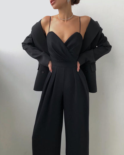 Women's Elegant Spaghetti Strap Wide Leg Jumpsuit  | Ideal for Spring/Summer