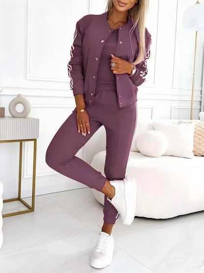 Slim Fit Vest Stylish Casual Jacket Sweatpants 3-piece Sets