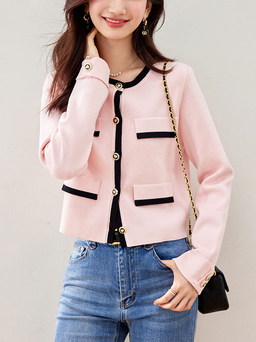 Maya Loose Crew Neck Knitted Cardigan