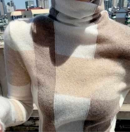 Jersey de punto a cuadros elegante y ajustado para mujer | Ideal para otoño/invierno