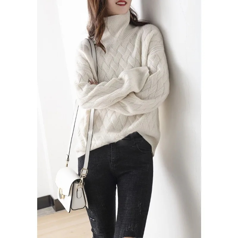 Jersey de punto grueso y moderno para mujer con estampado en zigzag | Ideal para otoño/invierno