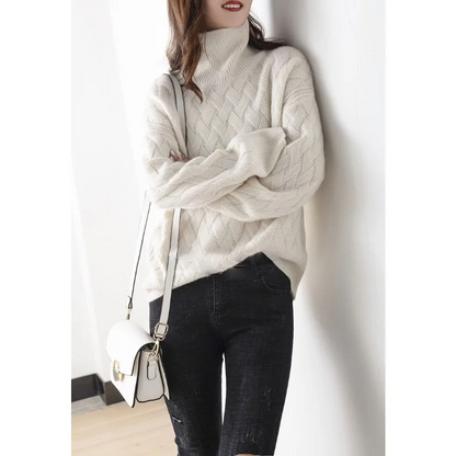 Jersey de punto grueso y moderno para mujer con estampado en zigzag | Ideal para otoño/invierno