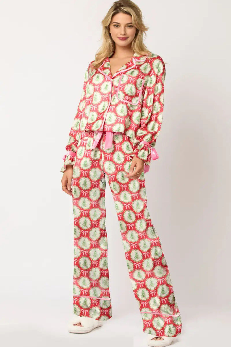 Conjunto largo de pijama con personajes navideños Sprint