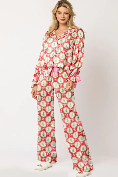 Conjunto largo de pijama con personajes navideños Sprint