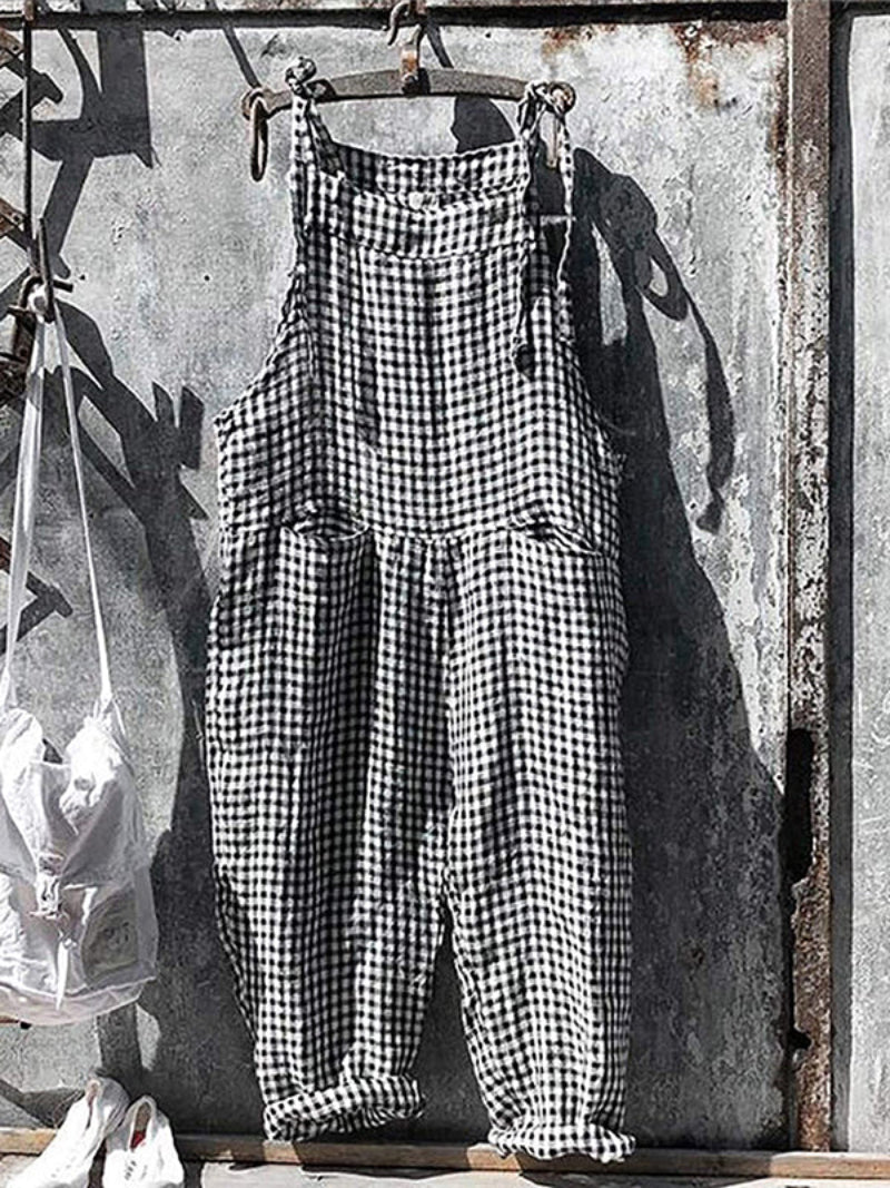 Women's Vintage Baggy Jumpsuit with Striped Style and Pockets | Ideal for Spring/Summer