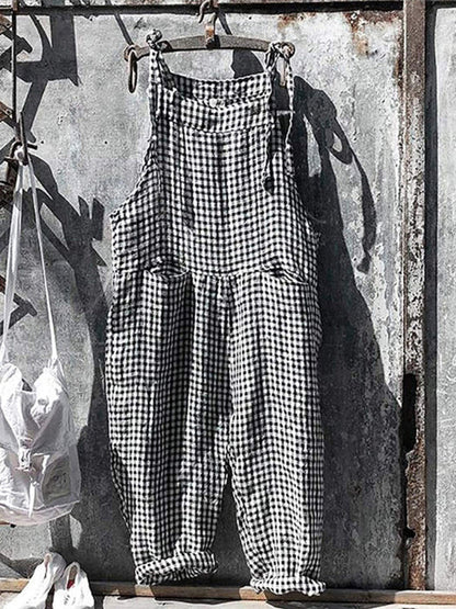 Women's Vintage Baggy Jumpsuit with Striped Style and Pockets | Ideal for Spring/Summer