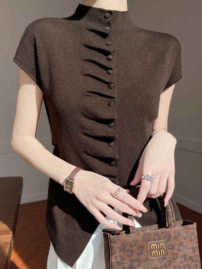 Jocelyn Loose Turtleneck Pleated Top