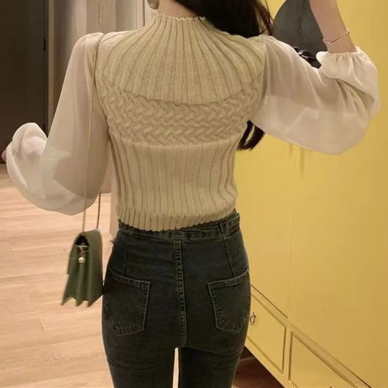 Chaleco de punto moderno para mujer con mangas transparentes | Ideal para otoño/invierno