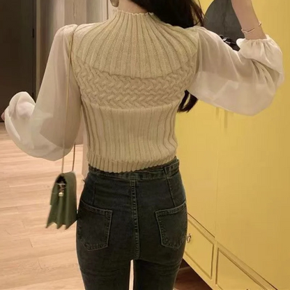 Chaleco de punto moderno para mujer con mangas transparentes | Ideal para otoño/invierno