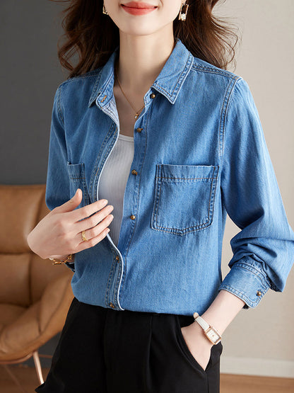 Madison Casual Lapel Denim Shirt