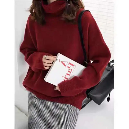Jersey de cuello alto de punto suave y extragrande para mujer | Ideal para otoño/invierno