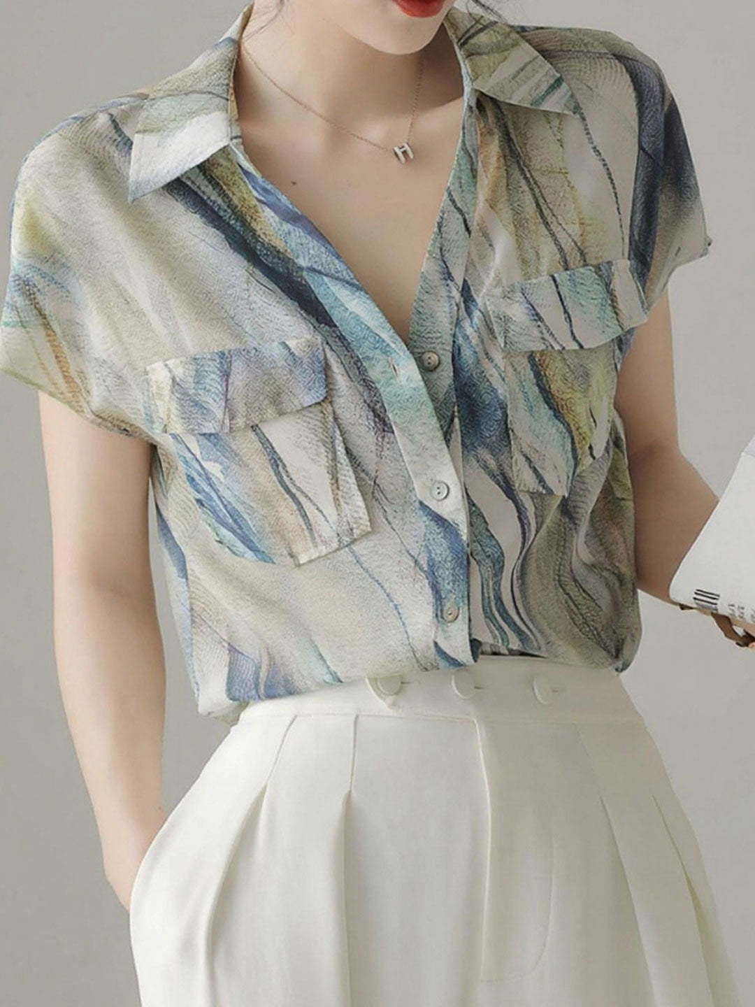 Kaitlyn Loose Lapel Chiffon Shirt
