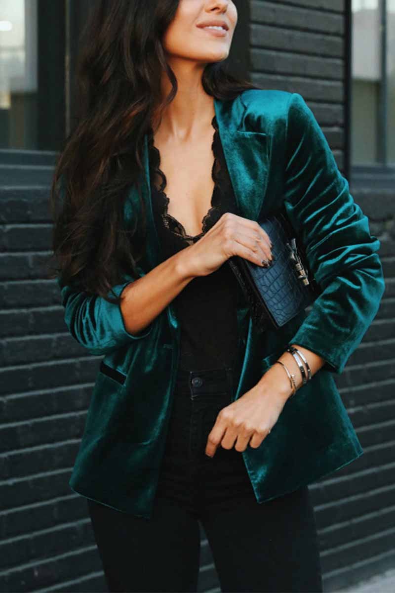 Solid Color Slim Long-Sleeved Suede Blazer Tops ( 3 Colors£©