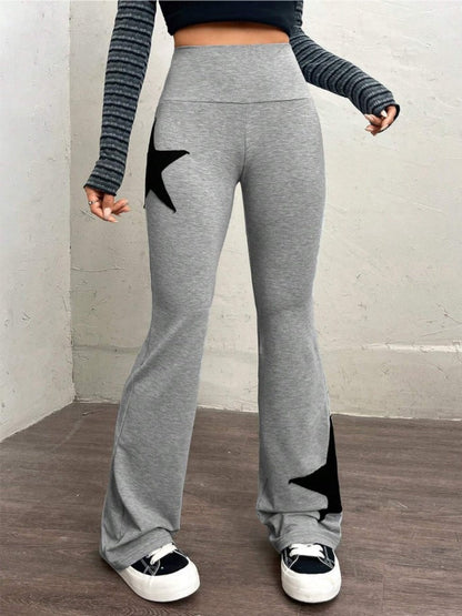 Five-pointed Star Elastic Tights High-waisted With A Slight Flare Pants