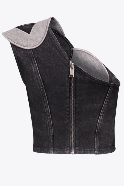 Conjunto de jeans irregulares con anillo de bloqueo
