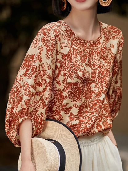 Jessica Loose Crew Neck Printed Top