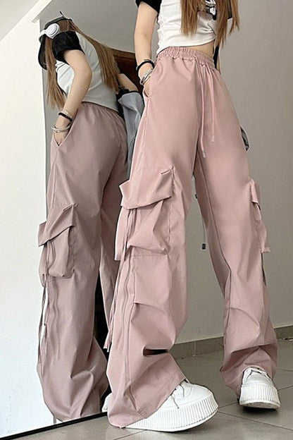 Cute Colors Cargo Pockets Long Pants