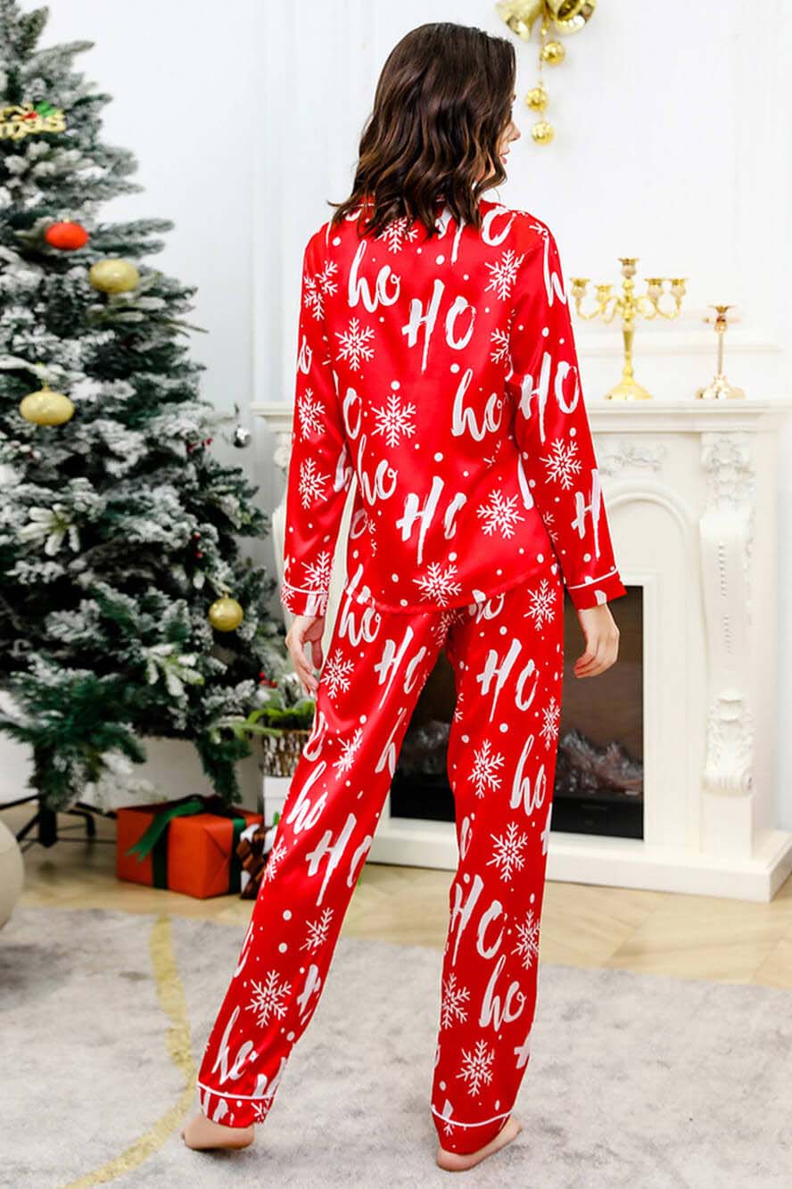 Conjunto de pijama de seda con estampado de copos de nieve