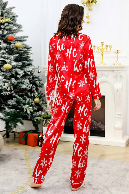 Conjunto de pijama de seda con estampado de copos de nieve