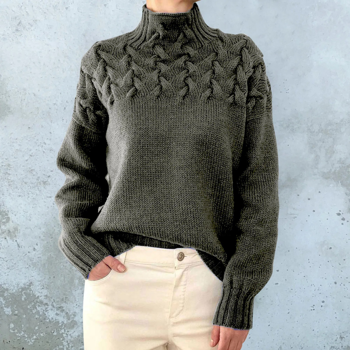 Women's Stylish Cable Knit Turtleneck Jumper | Ideal for Autumn/Winter