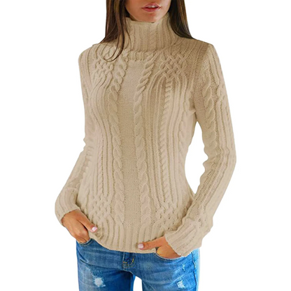 Jersey de cuello alto de punto trenzado suave para mujer | Ideal para otoño/invierno