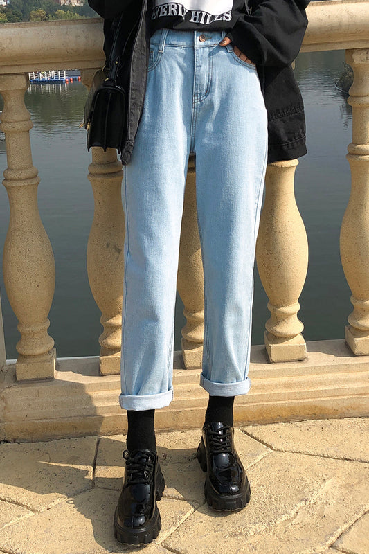 4 Colors Elastic Waist Long Jeans Pants