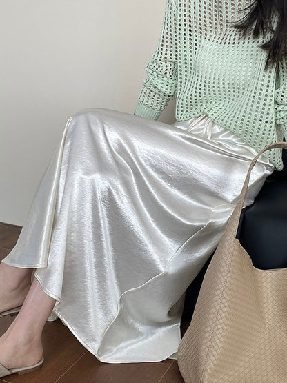 Mary Elegant Solid Color Satin Skirt