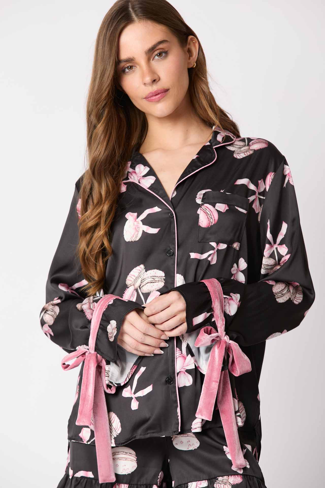 Conjunto de pijama con puños de lazo