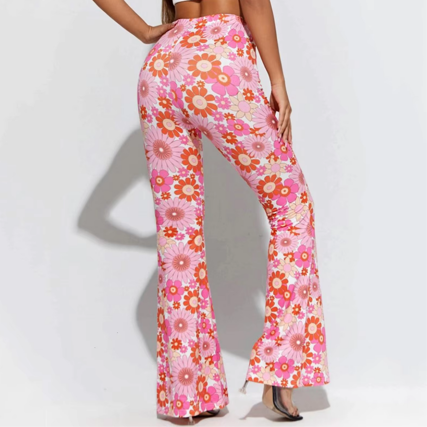 Women's High Waisted Floral Print Flared Trousers | Ideal for All Seasons