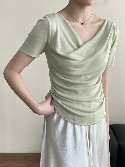 Jocelyn Classic Swing Collar Irregular Auricular Top