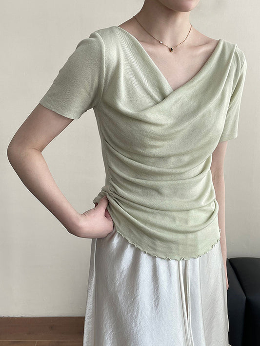 Jocelyn Classic Swing Collar Irregular Auricular Top