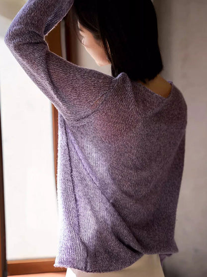 Mia Casual Crew Neck Hollow Knitted Top