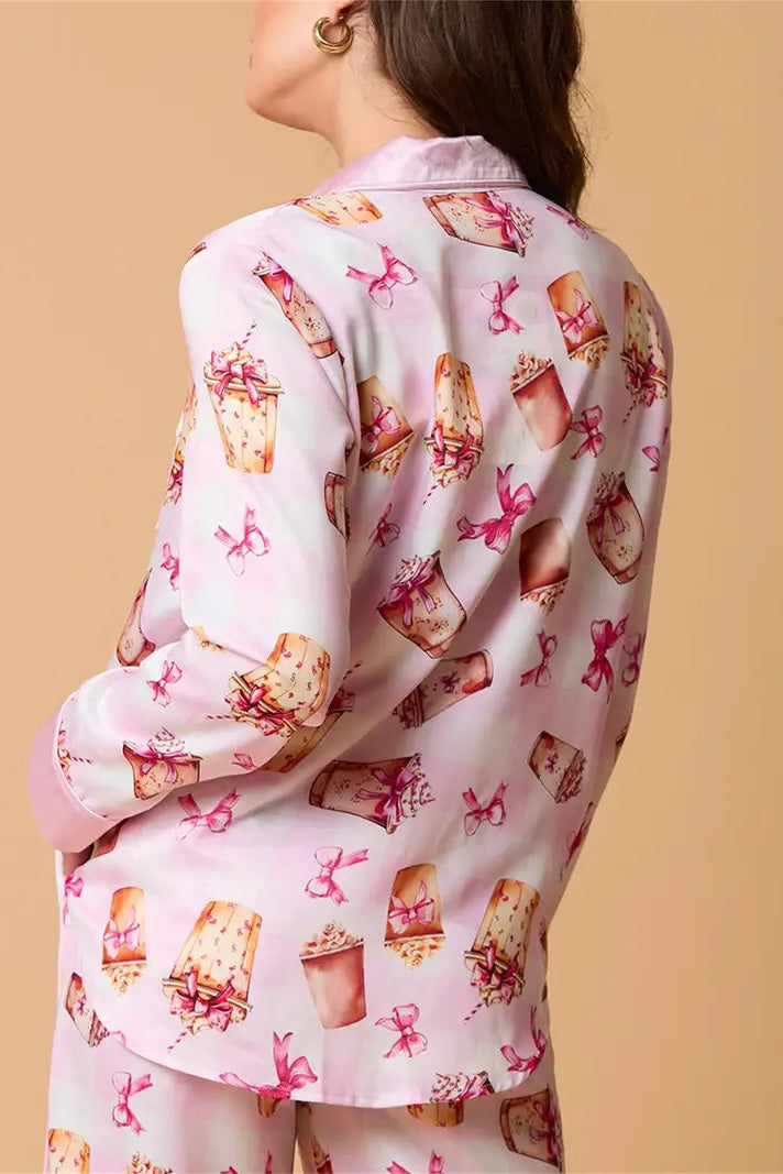 Conjunto de pijama con estampado de rayas navideñas