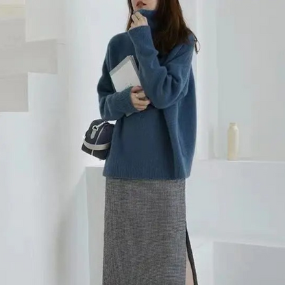 Jersey de punto oversize con cuello alto para mujer | Ideal para otoño/invierno