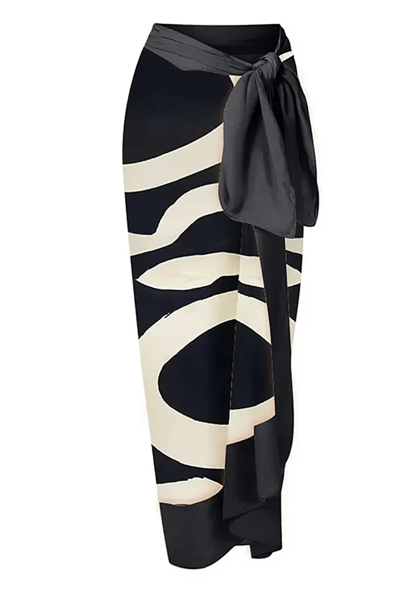 Traje de baño de una pieza con cintura alta y cuello halter con bloques de color