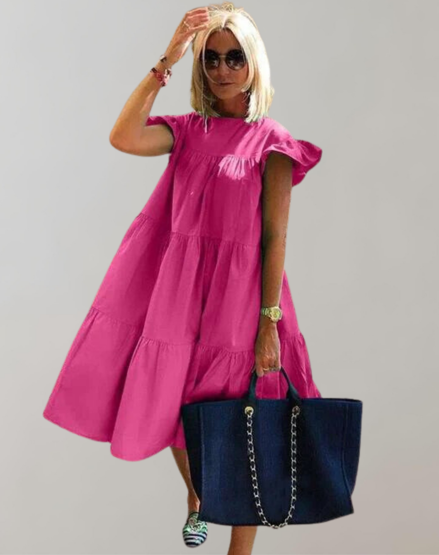 Vestido largo informal con volantes y sin mangas para mujer | Ideal para primavera/verano