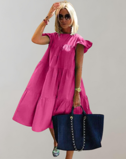 Vestido largo informal con volantes y sin mangas para mujer | Ideal para primavera/verano