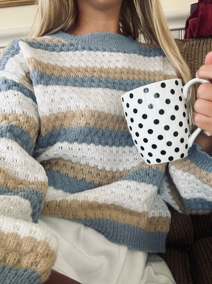Jersey de punto a rayas para mujer con estampado | Ideal para otoño/invierno