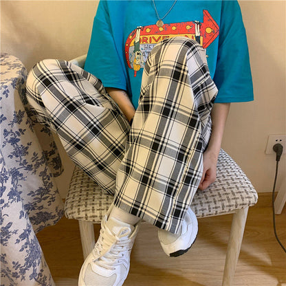 Loose Retro Hip Hop Plaid Pants