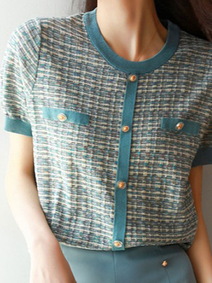 Morgan Loose Crew Neck Striped Knitted Top