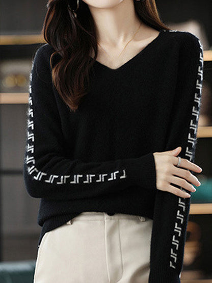 Jessica Loose V-Neck Pullover Knitted Top