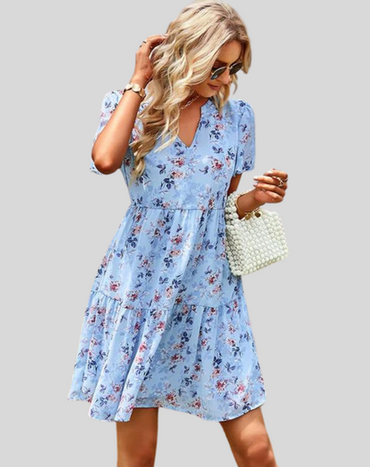 Minivestido floral de mujer con falda en forma de A para eventos de verano