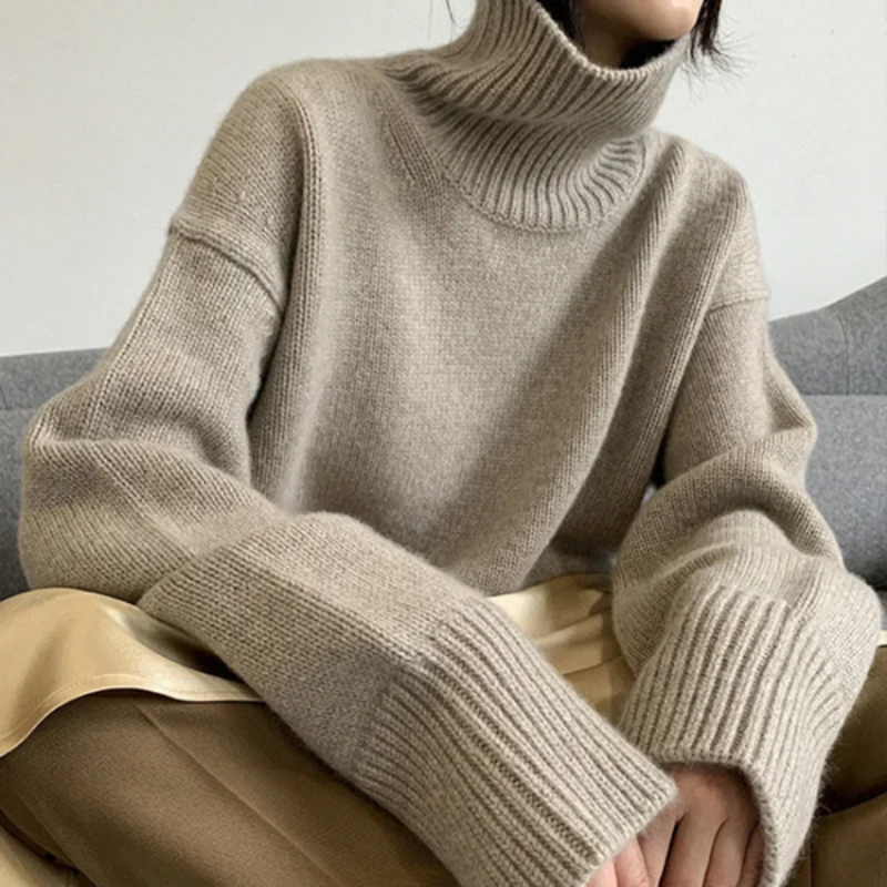 Jersey de cuello alto de punto extragrande para mujer | Ideal para otoño/invierno