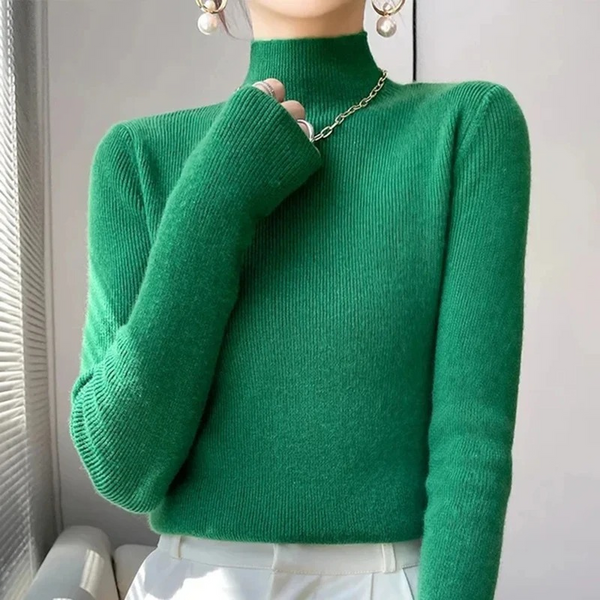 Jersey de cuello alto ajustado y grueso para mujer | Ideal para otoño/invierno
